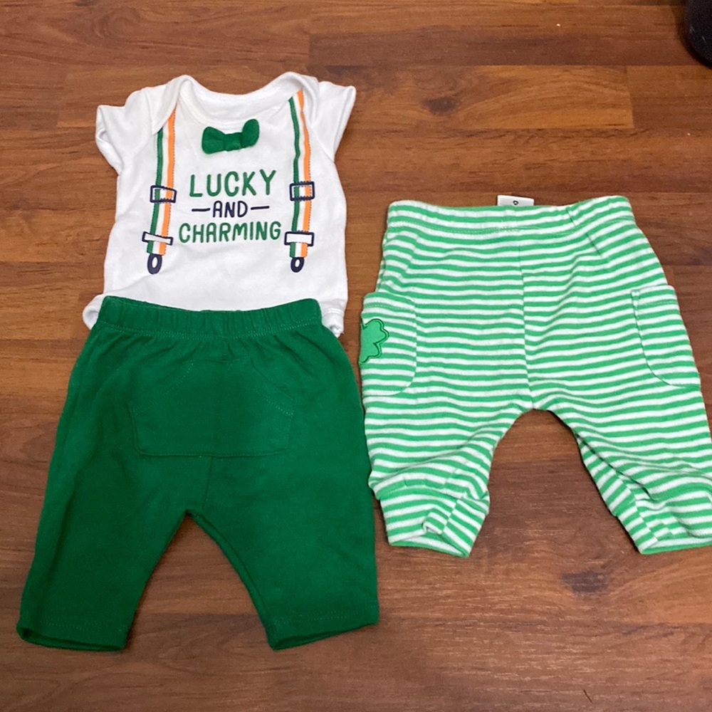 St. Patrick’s Day Onesie and Pants.